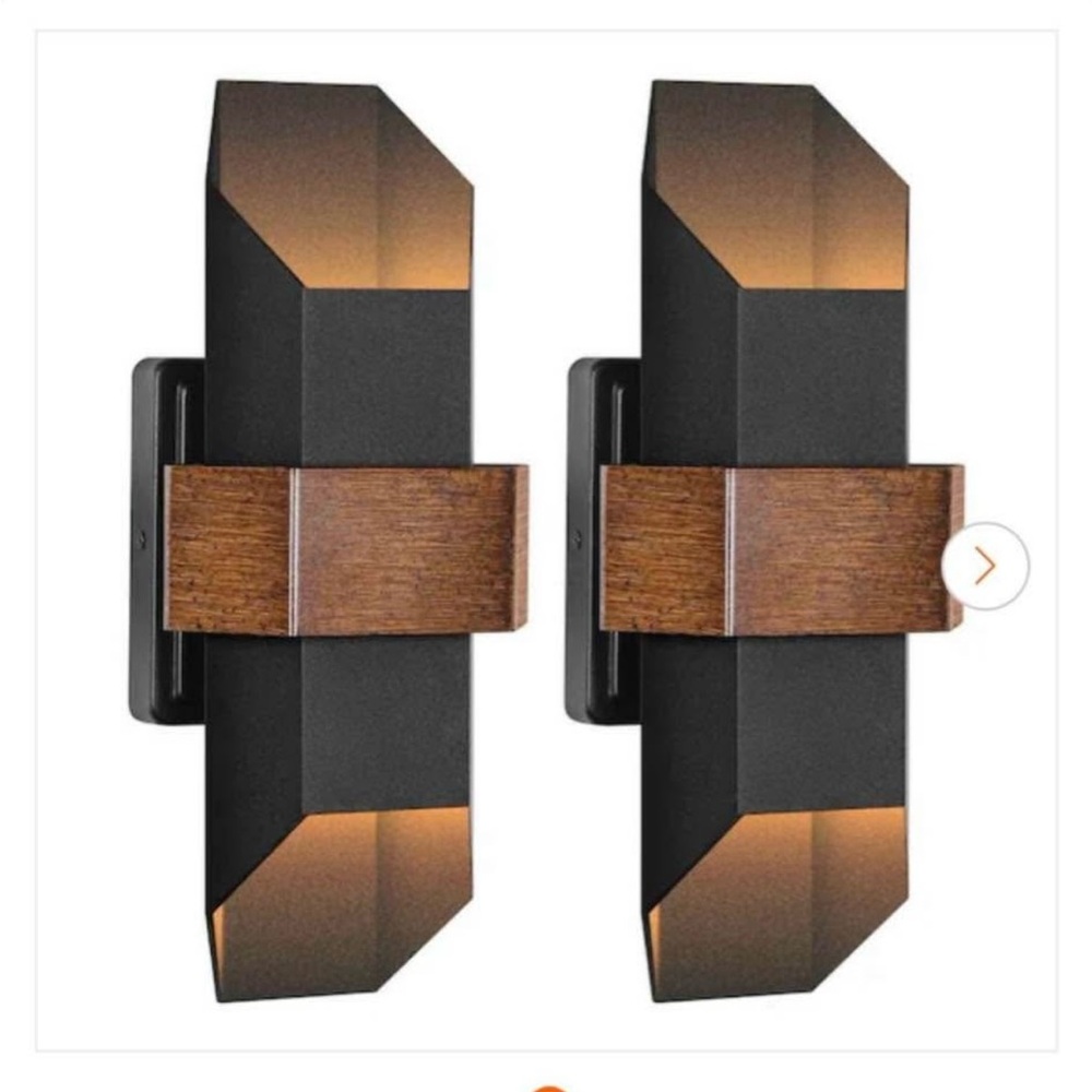 2PK Hexa Black and Brown LED Wall Lights